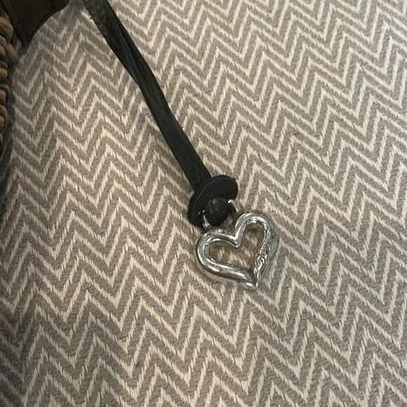 Brighton Vintage Woven Raffia Straw and Leather Trim Shoulder Purse - Picture 4 of 7